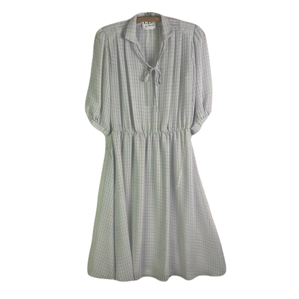 L.T.D. By Roberta Vintage Sheer Grey With Colorful Pinstripes Womens Size M